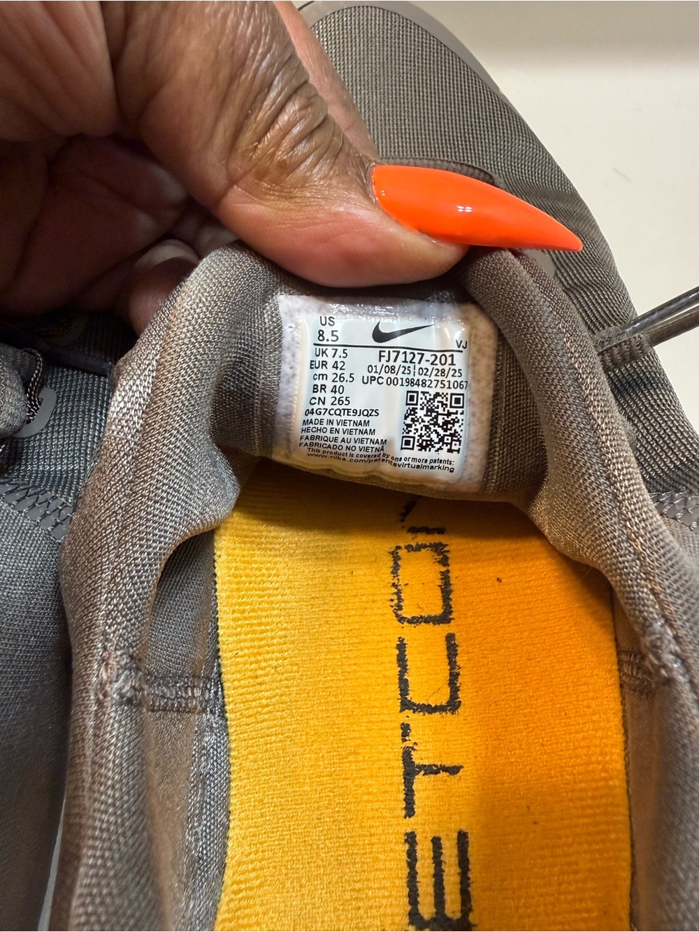 Nike Gray Athletic Sneakers with Orange Swoosh Accents - Picture 5 of 8